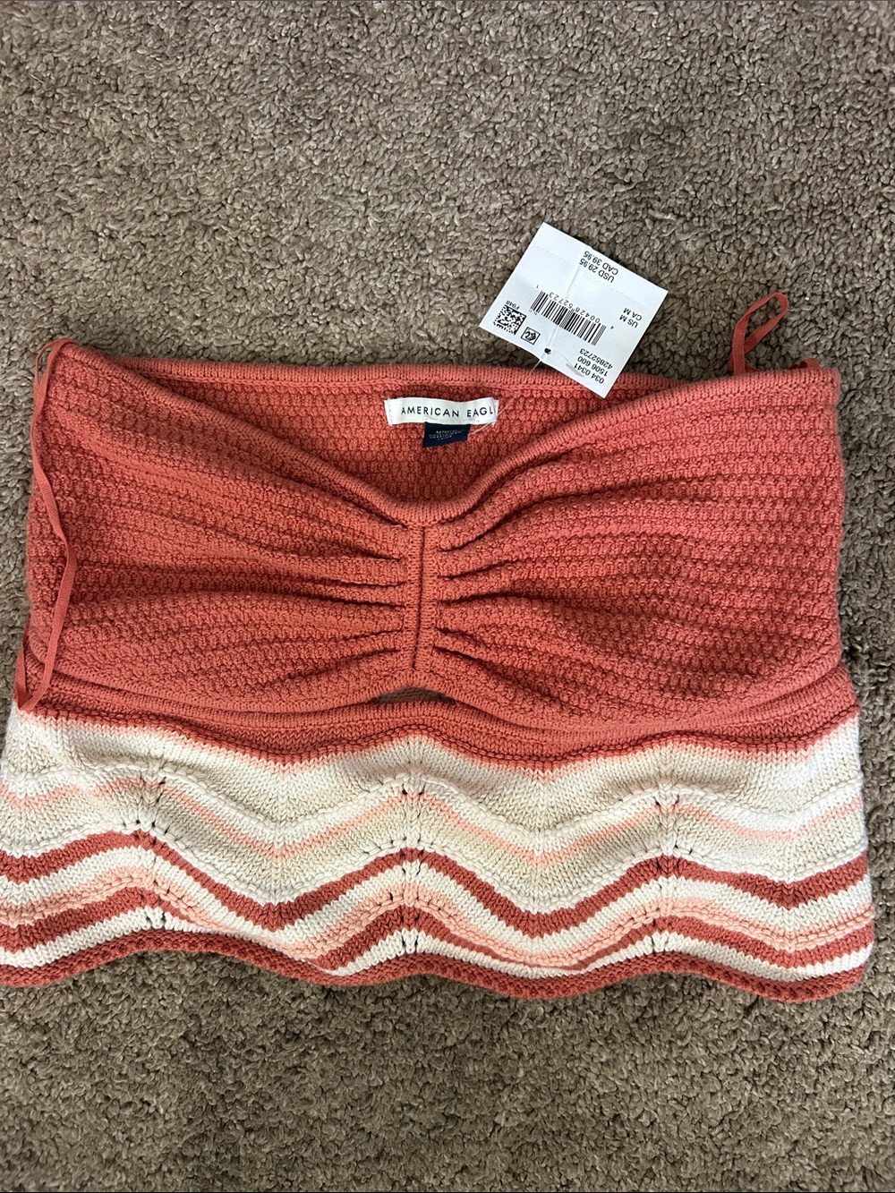 American Eagle Coral Knit Strapless Tube Top